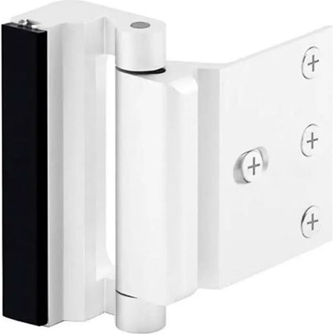 Verstärktes Sicherheitstürschloss aus Aluminiumlegierung für den Heimgebrauch, geeignet für Sicherheitstüren, die sich nachts nach innen öffnen, hält einer Zugkraft von 800 Pfund stand, weiß. (1/5)