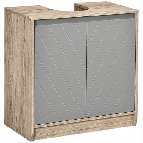 Meuble de salle de bain Meuble sous lavabo 2 portes avec étagère (1/5)