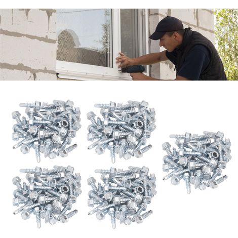 250 vis autoperceuses M4.216 en acier au carbone zingué blanc, vis autoperceuses hexagonales extérieures (1/5)
