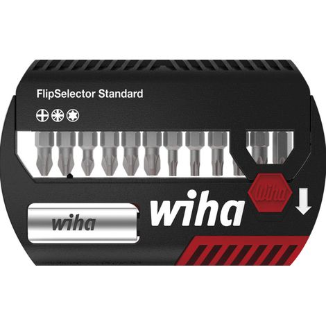 Wiha Set di inserti FlipSelector Standard 25 mm Phillips, Pozidriv, TORX® 13 pz. 1/4" C6,3 con clip per cintura (39060) (1/2)