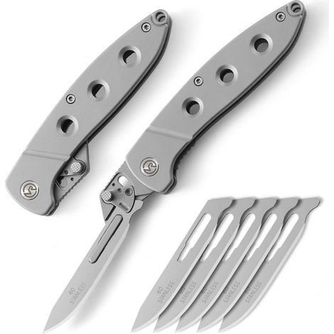 Klappmesser Skalpell mit 6 Ersatzklingen, EDC Taschenmesser für Jagd, Camping