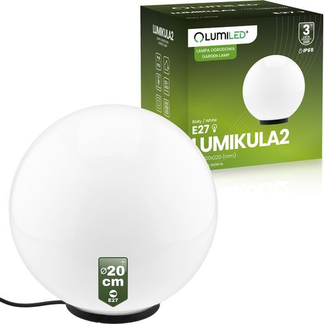 Lámpara de jardín LED esférica LUMIKULA2 de 20 cm, E27, IP65 LUMILED