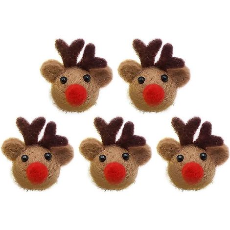 Lot de 5 accessoires de coiffure de Noël pour enfants : broche en feutrine en forme d’élan à faire soi-même (marron)-M-Brown