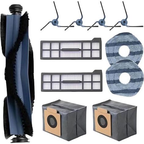 11 Accesorios para la Aspiradora Robot Eufy X10 Pro Omni - Repuestos para Aspiradora - 1 Cepillo Principal, 4 Cepillos Laterales, 2 Filtros, 2 Bolsas para Polvo, 2 Mopas (1/5)