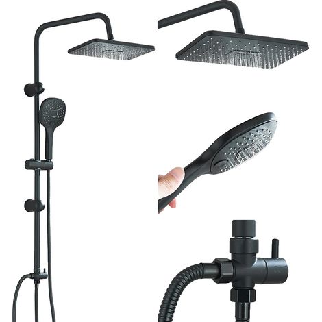 Système de douche, fonction à main, design contemporain, Noir Mat (1/2)
