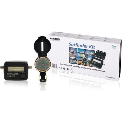 KIT SATELLITE PARABOLE AVEC POINTEUR BOUSSOLE CABLE SUPPORT BATTERIE ET BOITIER (1/4)