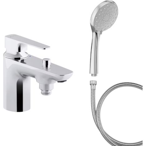 Mitigeur baignoire JACOB DELAFON Aleo+ + pommeau de douche Awaken + flexible de douche métal (1/5)