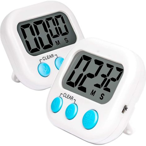 Minuteur De Cuisine - Écran LCD 4 Chiffres - Fonction Marche Arrêt - Support Dépliable Aimanté Et Anneau De Suspension - Pour Cuisson Boulangerie Études Sport - 1 Pièce (1/5)