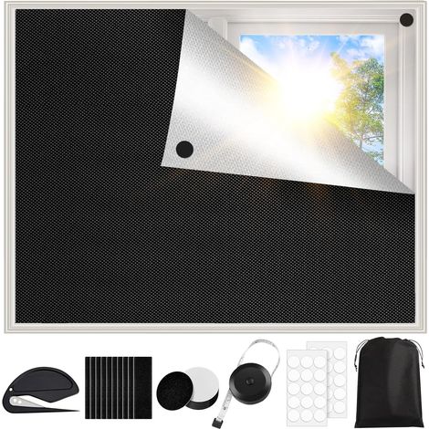 Store Occultant Sans Percage 200X145 cm, 100% Opaque, Protection Solaire et Lsolant Thermique, Peut être Coupé sur Mesure, Store d'obscurcissement de Fenêtre de Toit Sans Percer pour L'intérieu (1/5)