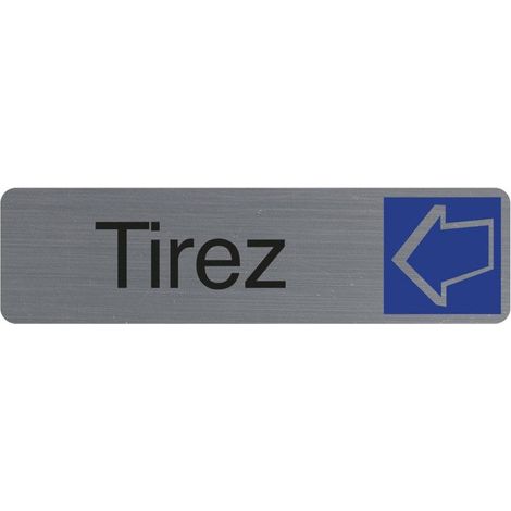Plaque adhésive - EXACOMPTA - Tirez - Horizontal - Imitation alu - 16,5 x 4,4 cm