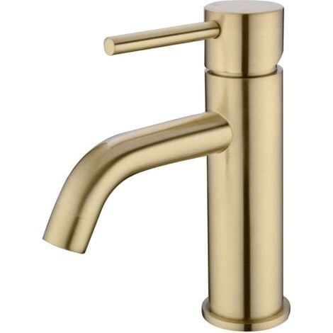Mitigeur Lavabo Robinet Salle de Bain Robinets de lavabo à Tiroir en Céramique à Faible Bruit Mitigeur avec Raccordement Eau Froide/Chaud, Doré (1/5)