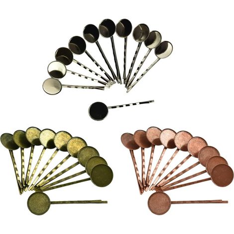 30pcs Pinces à Cheveux Ronde Cabochon Barrette de Broches Accessoires de Bricolage DIY Bijoux (1/5)