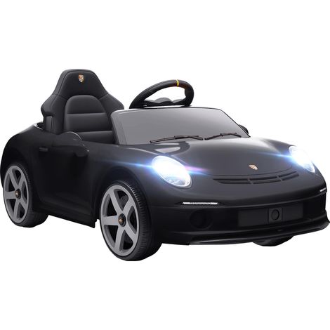 Voiture électrique pour enfants de 3 à 5 ans, télécommandée, avec musique, klaxon, port USB et ceinture de sécurité, noire.