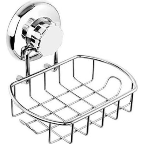 Set of 2 suction cup soap dishes, shower soap holders with bathroom hooks, optional installation with adhesive tape or glue, includes 2 soap protectors, polished stainless steel SS30 (1/4)