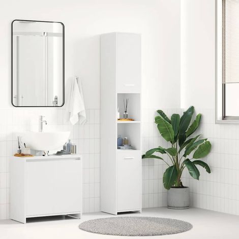 Colonne de salle de bain avec 2 portes et 6 compartiments blanc 30 x 30 x 183,5 cm - PANGIVO (1/5)