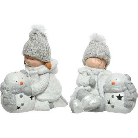 Niños con portavelas Blanco dim 30,5x17x31 cm 29x26x28,5 cm Pieza Única