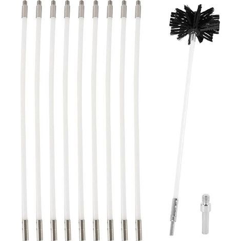 3.6M Kit de Ramonage pour Poêle Brosse Nettoyage de Cheminée 100mm Conduits 9 Cannes de Ramonage Kit pour Nettoyage du Poêle à Granulés Outil Nettoyage pour Cheminées (1/5)