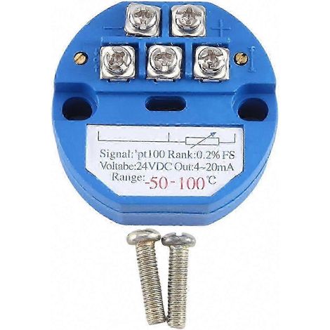 Module transmetteur de température PT100, plage de mesure de 50℃ à 100℃, sortie 4-20mA, capteur de résistance thermique 24V CC. (1/5)