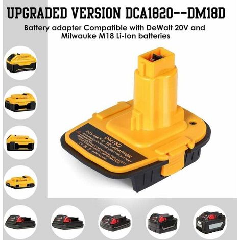 Adaptateur de batterie DM18D DCA1820 avec USB pour Dewalt 20 V/18 V pour Milwaukee M18 18 V Lithium Batterie DCB204 DCB205 Convertisseur pour Dewalt 18 V/20 V NiCad & NiMh Outils DC9096 DW9096 (1/3)