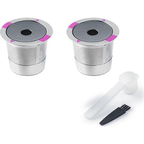 Lot de 2 capsules de café réutilisables en acier inoxydable K-Cup pour K-Mini PLUS avec filtre à café (1/5)