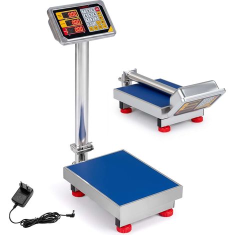 Pèse-colis plateforme en acier inoxydable 150 kg avec écran LED, double alimentation et comptage pour entrepôt et expédition