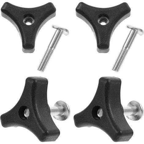 Lot de 4 sets de Poignées de Tondeuse Universelles Bouton Triangulaire Vis à Aile 5 CM Kit de Fixation pour Poignée de Tondeuse à Gazon Pièces de Rechange en ABS et Fer (1/5)