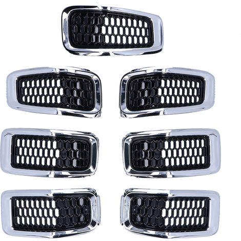 GARRYFIZH 7pcs Grille avant Inserts Grill Guard Garniture Accessoire Fit pour Jeep Cherokee 2014-2018Chromeplate Frame (1/5)