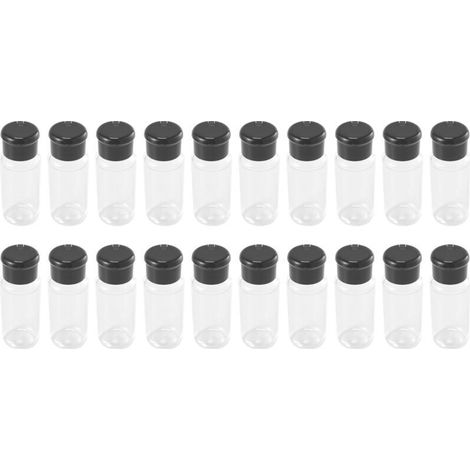 20 piezas Conjunto de saleros y pimenteros negros de 100 ml para sal, pimienta y condimentos, accesorio para barbacoa y cocina (1/4)