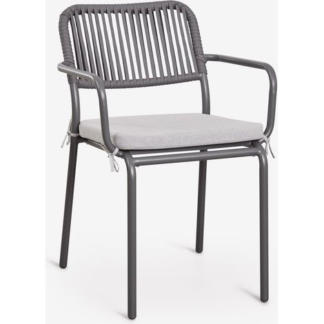 Set di 6 sedie da giardino impilabili con braccioli in corda intrecciata Arhiza SKLUM            