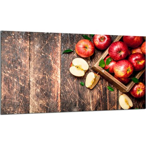 PLAQUE DE PROTECTION EN VERRE POUR CUISINIÈRE 90X52 POMMES (1/5)