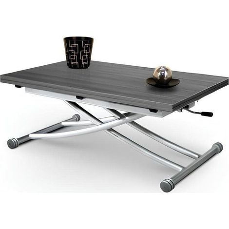 Table Basse Relevable - GIOVANNI MARCHESI - Mirage - Chêne Gris - Design Contemporain - 6 à 8 Couverts