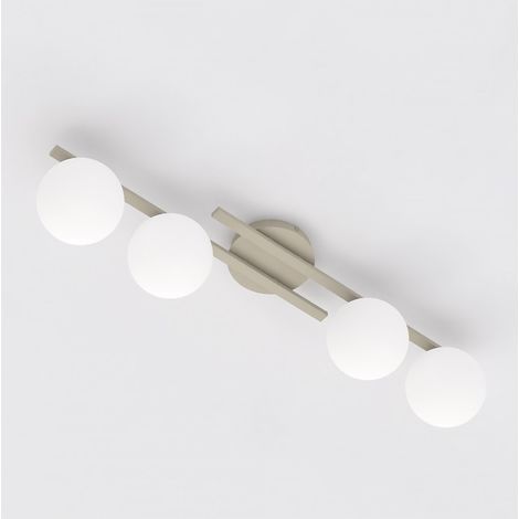 Lampada a sospensione KAIRO in acciaio beige e vetro opalino