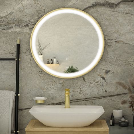 RAK Picture Brushed Gold 600mm x 600mm Round Illuminated LED Mirror - RAKPICRNBG5001 (1/2)