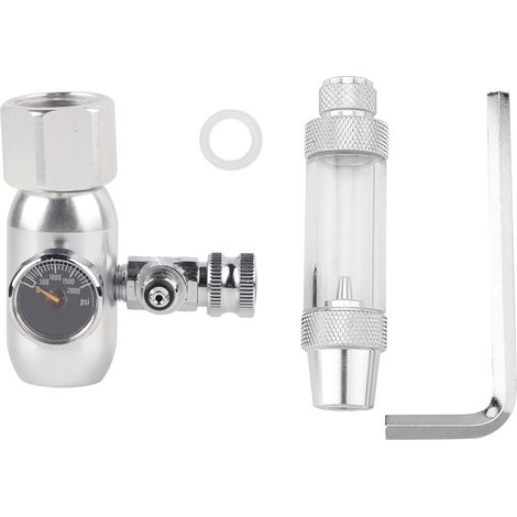 Régulateur de CO2 Aquarium avec Gauge, Valve et Bubble Counter, Mini, Argent