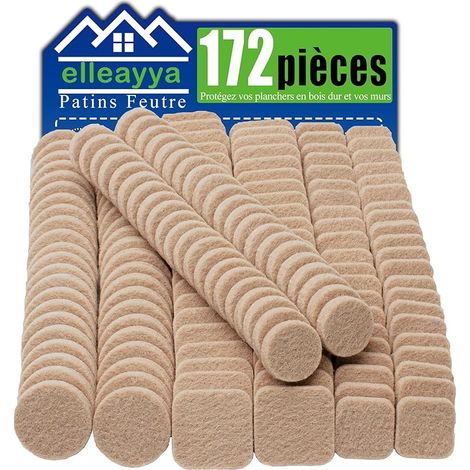 Patins Feutre pour Chaises et Meubles - Auto-Adhésifs Ronds & Carrés 19mm/25mm - 5mm d'Épaisseur - Anti-Rayures et Anti-Bruit - Professionnels pour Sols Durs - Beige