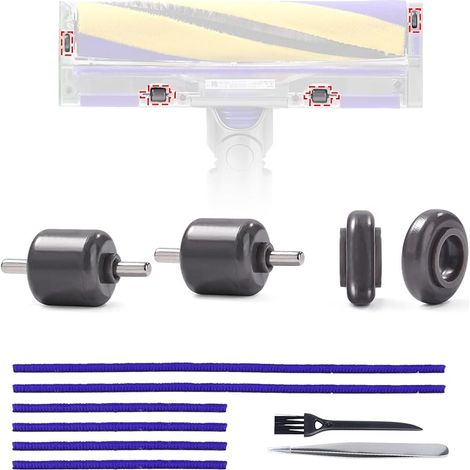 Bandes en peluche + roues pour Dyson V15, V10 Slim, V12 Detect Slim Absolute, pièces de rechange, accessoires de plaque de semelle d'aspirateur avec axes (1/5)