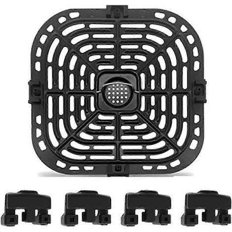 Kit d'accessoires pour friteuse à air chaud avec protection d'angle en silicone et plaque de cuisson carrée antiadhésive 23 x 24 cm (1/5)