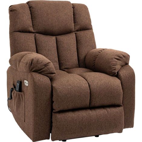 Sillón Tv Eléctrico Con Sillón Relax Stand Up Con Mando A Distancia Con Cable De Alimentación 58W Marrón Acero Poliéster 92 X 95 X 107 Cm (1/5)