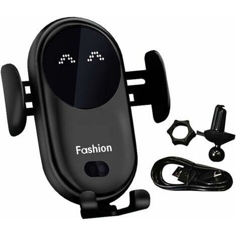 Kabelloses Autoladegerät, automatisches Induktionsladegerät mit Klemme, 360° drehbarer Handy-Ladeclip für das Auto, für iPhone, Samsung, Huawei, LG und alle anderen Geräte (Schwarz) (1/5)