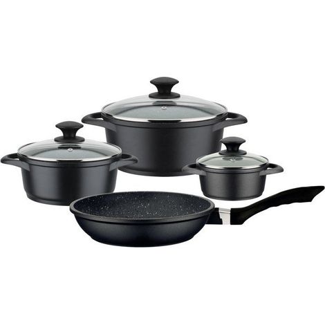 Batterie de cuisine - Tous feux dont induction - GSW - GOURMET GRANIT - Fonte d'aluminium massive - 7 pieces - Sans PFAS - Noir (1/3)