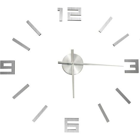 Horloge murale 3D, design moderne, argentée, 100 cm XXL (1/5)