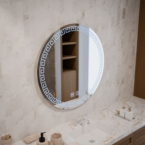 Miroir LED Rond 70cm Orhina Touch Systeme Desembuage Gradable (1/5)