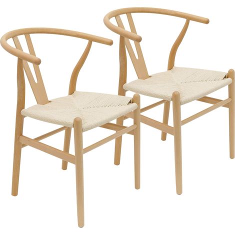 Lot de 2 chaises style scandinave en bois massif