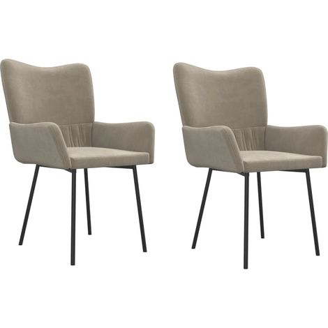Lot de 2 Chaises à manger,Chaise de cuisine Gris clair Velours CFW48104 (1/5)