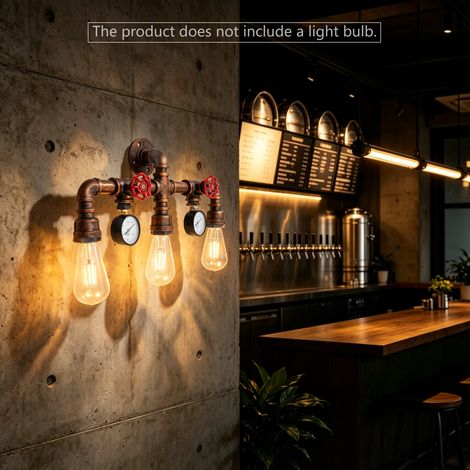 Retro Wall Lamp, Retro Industrial Wall Sconce, 3-Light Metal Hookah-Style Wall Light 220V, Luminaire (1/5)