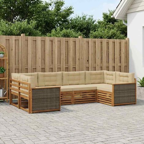 vidaXL Outdoor-Sofagarnitur mit Kissen 6 pcs Natur und Beige (1/5)