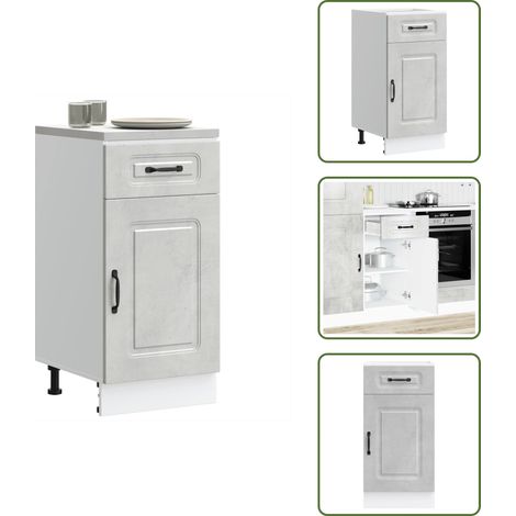 Armoire de cuisine Kalmar gris béton bois d'ingénierie - Armoire De Cuisine - Armoires De Cuisine - Meuble Bas D'évier - Meuble Bas D'évier De Cuisine