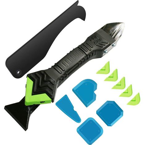 5-in-1 Fugenentferner, Fugen- und Dichtmittelschaber, 6 austauschbare Silikonpads, Fugenentferner, Dichtmittel-Glättwerkzeug für Küche/Bad/Fenster