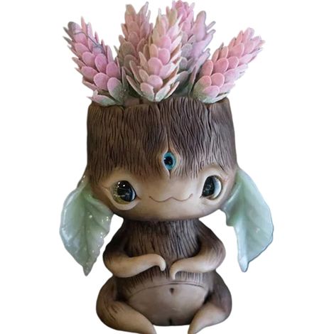 Maceta de resina única con buen drenaje, ideal como regalo o para jardinería. (1/3)