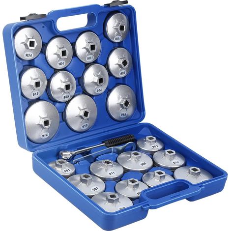 Lot de 23 bouchons de filtre à huile en aluminium - Outil spécial pour changement d'huile de voiture - Clé de filtre à huile 65-101 mm (1/5)